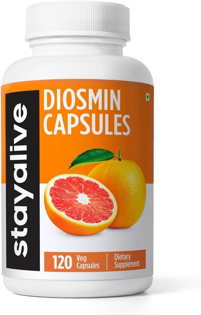 STAY ALIVE Pure Diosmin Complex 1000mg Formula, 120 κάψουλες, Citrus Bioflavonoids πλούσιο εκχύλισμα φρούτων, 2μηνη προσφορά, 100% χορτοφαγική, μη ΓΤΟ και συμπλήρωμα χωρίς γλουτένη Diosmin