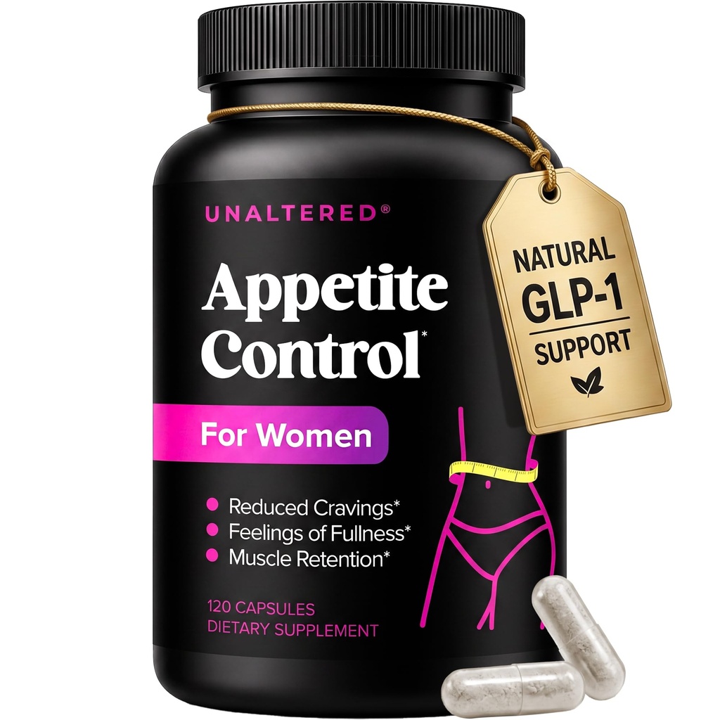 UNALTERED Appetite Καταπιεστικό για τις γυναίκες - Helps Manage Cravings, Promotes Fullness, & Supports Weight Loss - Natural Dietary Supplement with Chromium Picolinate & Glucomannan - 120 Vegan Caps