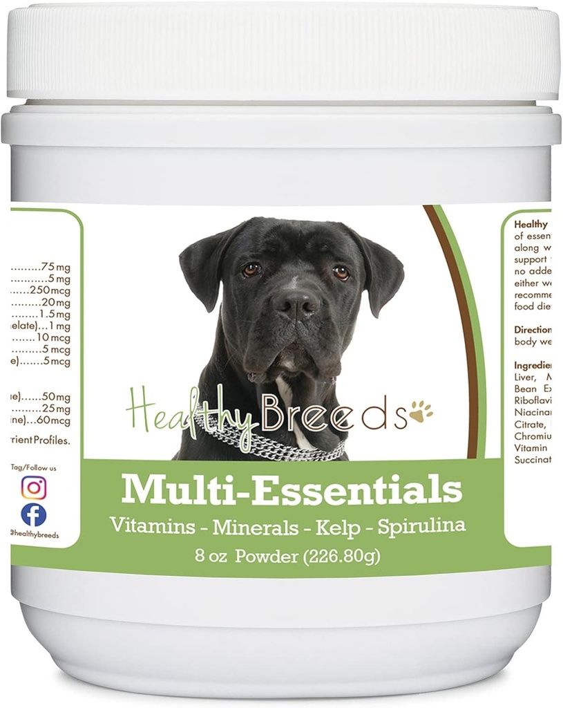 Healthy Φυλή Cane Corso Multi-Essentials σκόνη για σκύλους - ένα Ιδανικό συμπλήρωμα βιταμινών, ορυκτών & αντιοξειδωτικών για το σκύλο σας - 8 oz