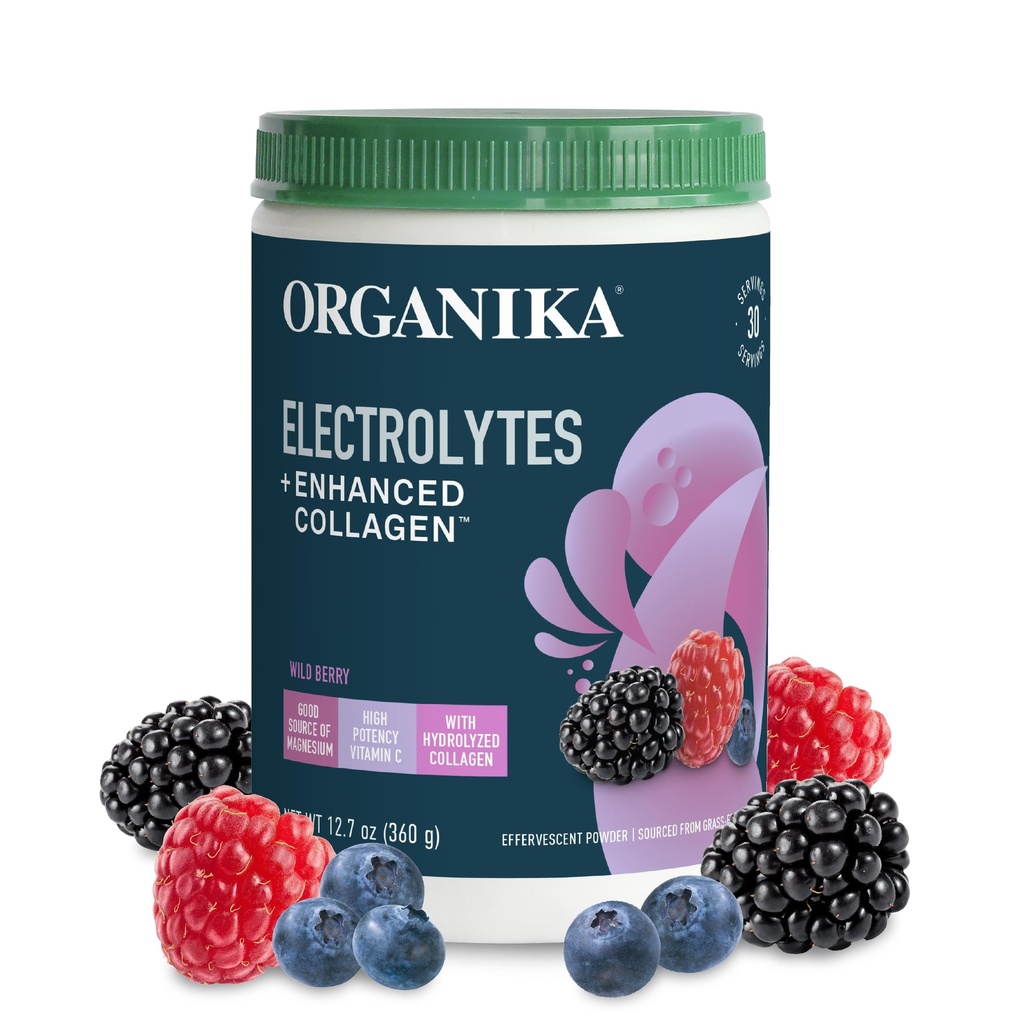 Organikа Ηλεκτρολύτες με Ενισχυμένη σκόνη κολλαγόνου για γυναίκες & άνδρες - 13 oz - Wild Berry-Flavored Αναβρασμό Ηλεκτρολύτη & Collagen Drink Mix - Βαθύς ενυδάτωση, κινητικότητα, δέρμα, μαλλιά, και νύχια
