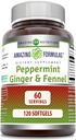 Amazing Formulas- Mint, Ginger και Fennel Dietary Supplement - 363 Milligrams - 120 Softgels (Non-GMO,Gluten Free) -