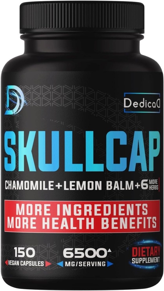 9in1 Skullcap Βότανο Συμπλήρωμα 5 μηνών Για την Υγεία Ύπνος, Mood & Ανοσοποιητικό - 6500mg Συμπυκνωμένο με Χαμομήλι, Λεμονιά Μπάλα, Πάθος Λουλούδι, Ashwagandha & περισσότερο, Μη ΓΤΟ, Χωρίς Γλουτένη, 150 Κάψουλες Vegan