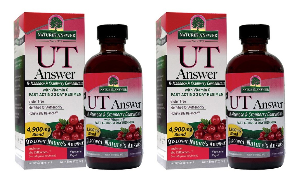 Nature's Answer Urinary Tract Health | Fast Acting Three-Day Regimen | Cranberry Flavor Dietary Supplement | Alcohol-Free, Gluten-Free, Not Tested on Animals & Vegan 4oz (2 Pack)