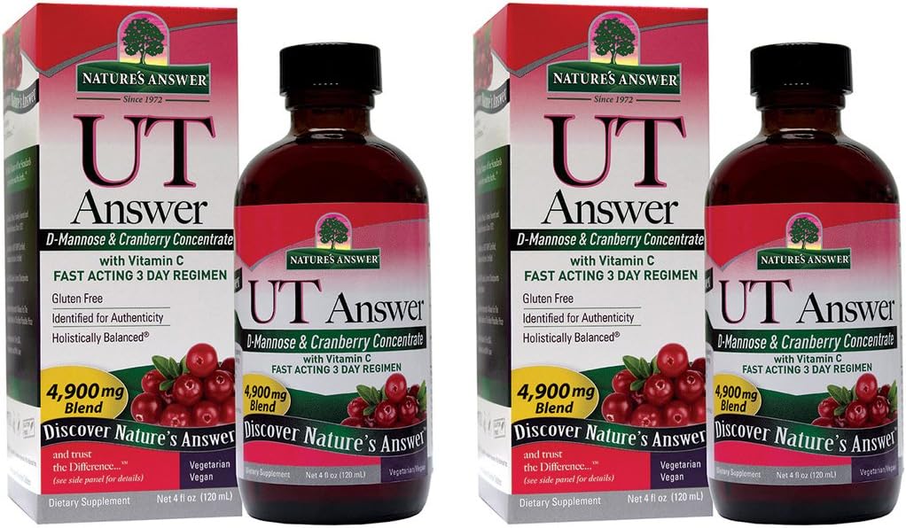 Nature's Answer Urinary Tract Health | Fast Acting Three-Day Regimen | Cranberry Flavor Dietary Supplement | Alcohol-Free, Gluten-Free, Not Tested on Animals & Vegan 4oz (2 Pack)
