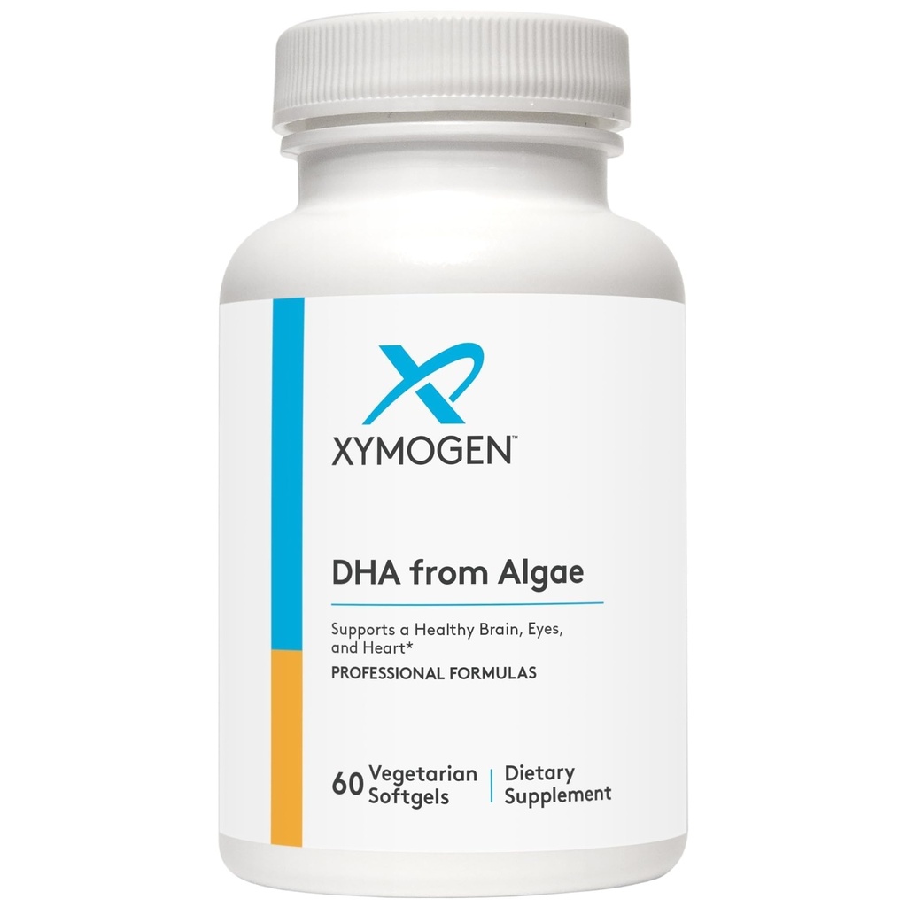 XYMOGEN DHA από την άλγη - DHA Omega-3 συμπλήρωμα - Υποστηρίζει εγκέφαλο, μάτι, καρδιά + ανοσοποιητική υγεία (60 Softgels)