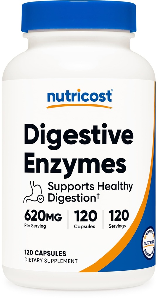 Nutricost Digestive Enzymes 620mg, 120 Κάψουλες - Πλήρης Digestive Enzyme Συμπλήρωμα