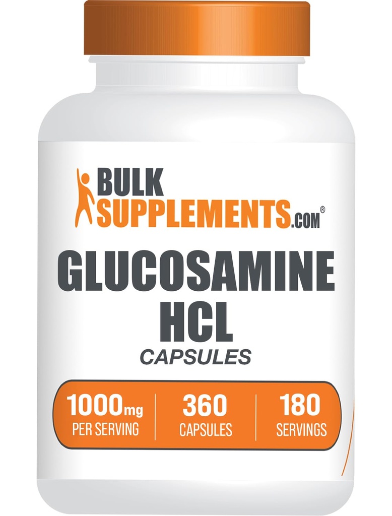 BulkSupplements.com Κάψουλες HCl γλυκοζαμίνης - Συμπλήρωμα γλυκοζαμίνης, Συμπλήρωμα διατροφής - Χωρίς γλουτένη, 2 κάψουλες ανά υπηρεσία, 360 Count (πακέτο του 1)