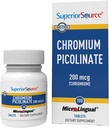 Superior Source Chromium Picolinate - Συμπλήρωμα Φόρμουλα υποστηρίζει υγιή ζάχαρη Μεταβολισμός - 500 mcg, 50 στιγμιαία δισκία διάλυσης