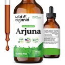 Wild & Organic Arjuna Bark Tincture - Γενική Συμπλήρωμα Ευεξίας - Χωρίς Αλκοόλ Υγρές σταγόνες - Terminalia Arjuna Bark Extract - Όχι Ζάχαρη & Πρόσθετα, Μη-GMO - 4 fl oz