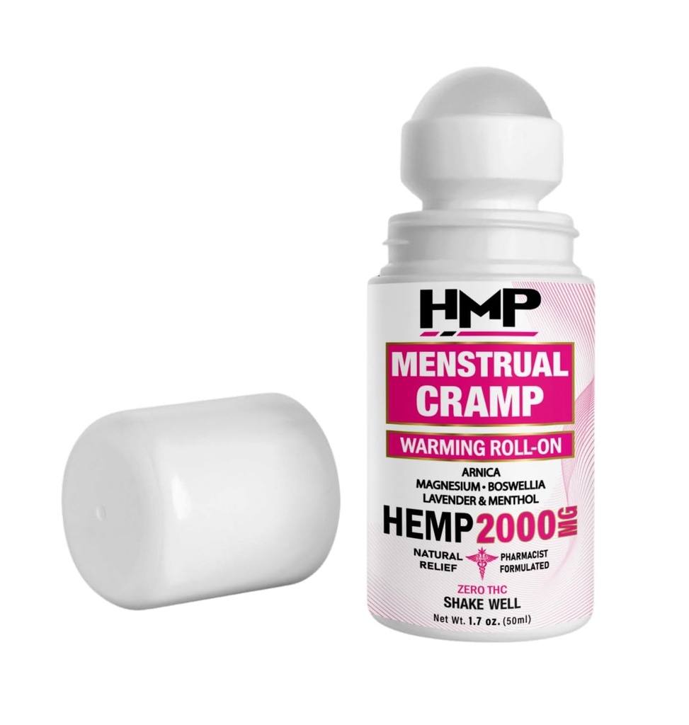 Εμμηνορρυσιακό Cramp Hemp Warming ROLL-ON 2000MG w Arnica & Menthol Made in USA Natural Formula 1.7oz