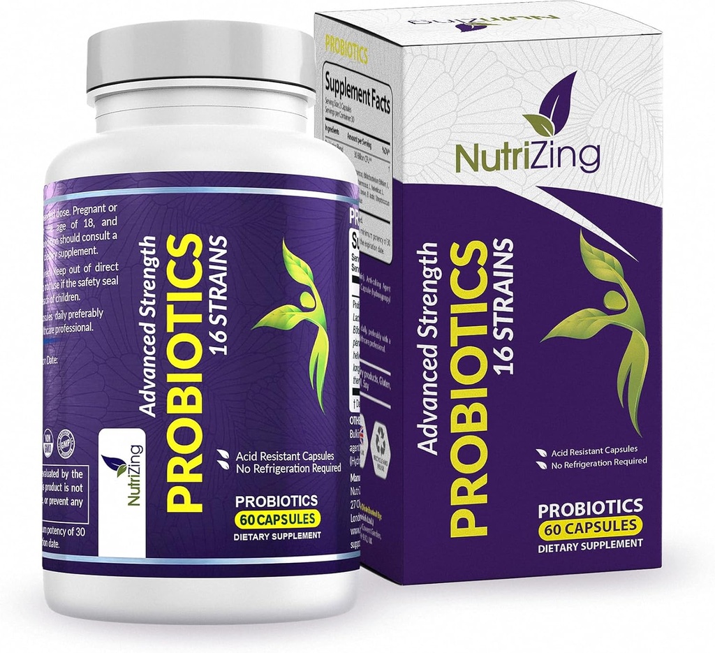 NutriZing Vegan Probiotics for Digestive Health - 30 δισεκατομμύρια CFU & 16 στελέχη - Bifidobacterium & Lactobacillus Probiotics for Men & Women - Καθυστερημένη απελευθέρωση Probiotic Gut Health Supplement