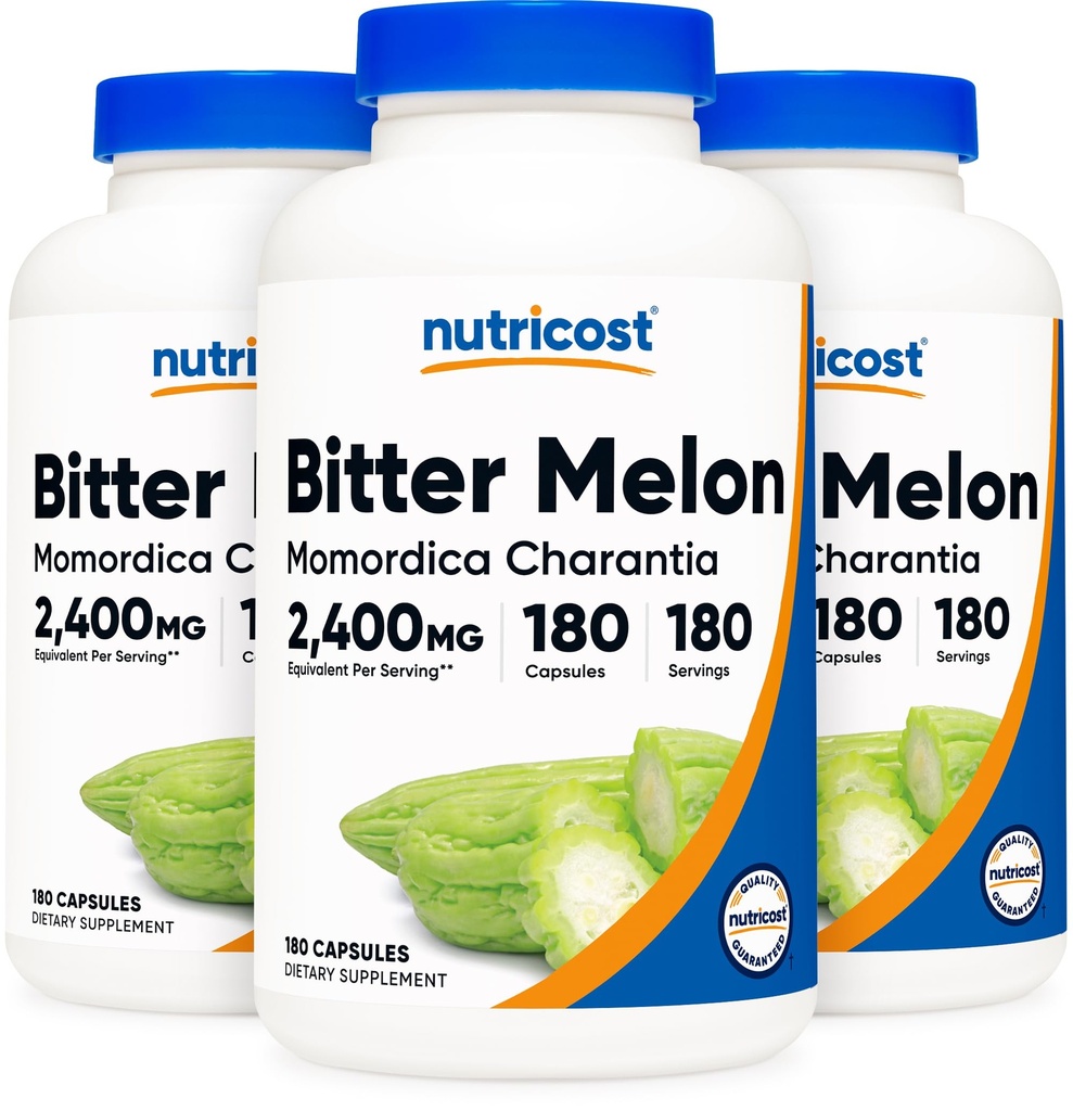 Nutricost Πικρό Μελόνι 600mg, 180 Καψάκια (3 Φιάλες)