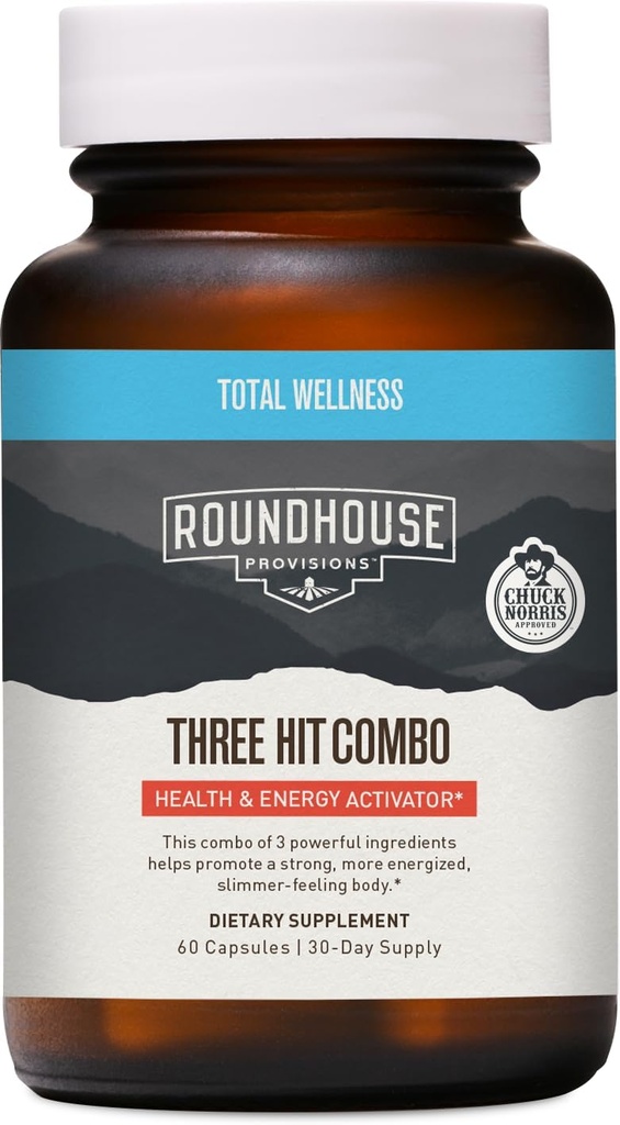 ROUNDHOUSE ΠΑΡΟΧΗ Three Hit Combo από τον Chuck Norris – Fat Burner, Energy Booster & Wellness Υποστήριξη – 30-Day Supply (60 κάψουλες)