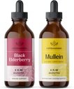 HERBAMAMA Herbal Liquid Drops Kit - Bundle of Black Elderberry Extract and Mullein Leaf Tincture 4 fl oz - Vegan, Non-GMO, Sugar & Alcohol-Free - 2 Pack