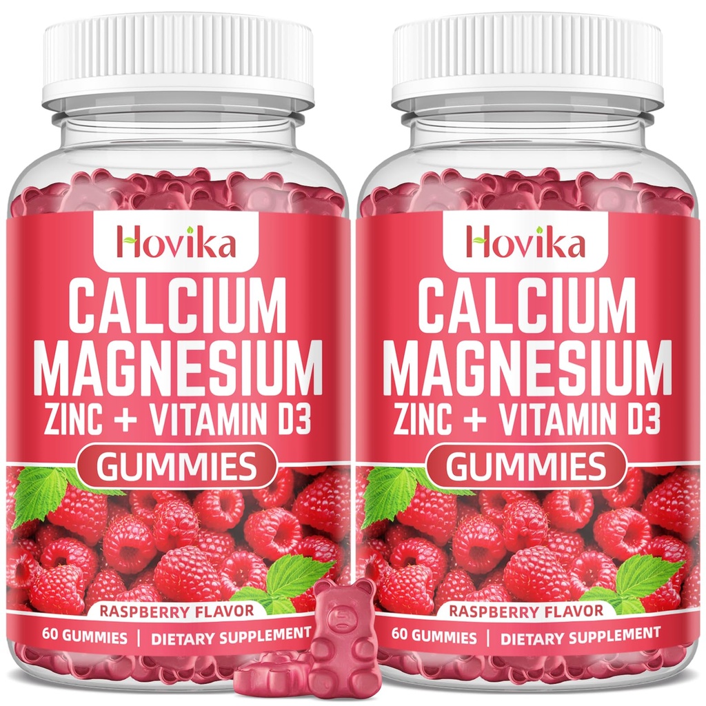 Ασβέστιο Μαγνήσιο Ψευδάργυρος Gummies με βιταμίνη C, B6, D3, K2 - Ασβέστιο για γυναίκες & άνδρες - Ασβέστιο Μαγνήσιο Ψευδάργυρος Πολλαπλό συμπλήρωμα βιταμίνης για οστά, μύες, δόντια, ηρεμία, mood - 2 Pack - 60 Cts