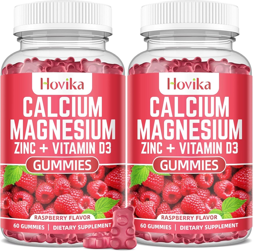 Calcium Magnesium Zinc Gummies with Potassium Vitamin C, B6, D3, K2 - Calcium for Women & Men - Calcium Magnesium Zinc Multi Vitamin Supplement for Bones, Muscles, Teeth, Calm, Mood - 2 Pack - 60 Cts