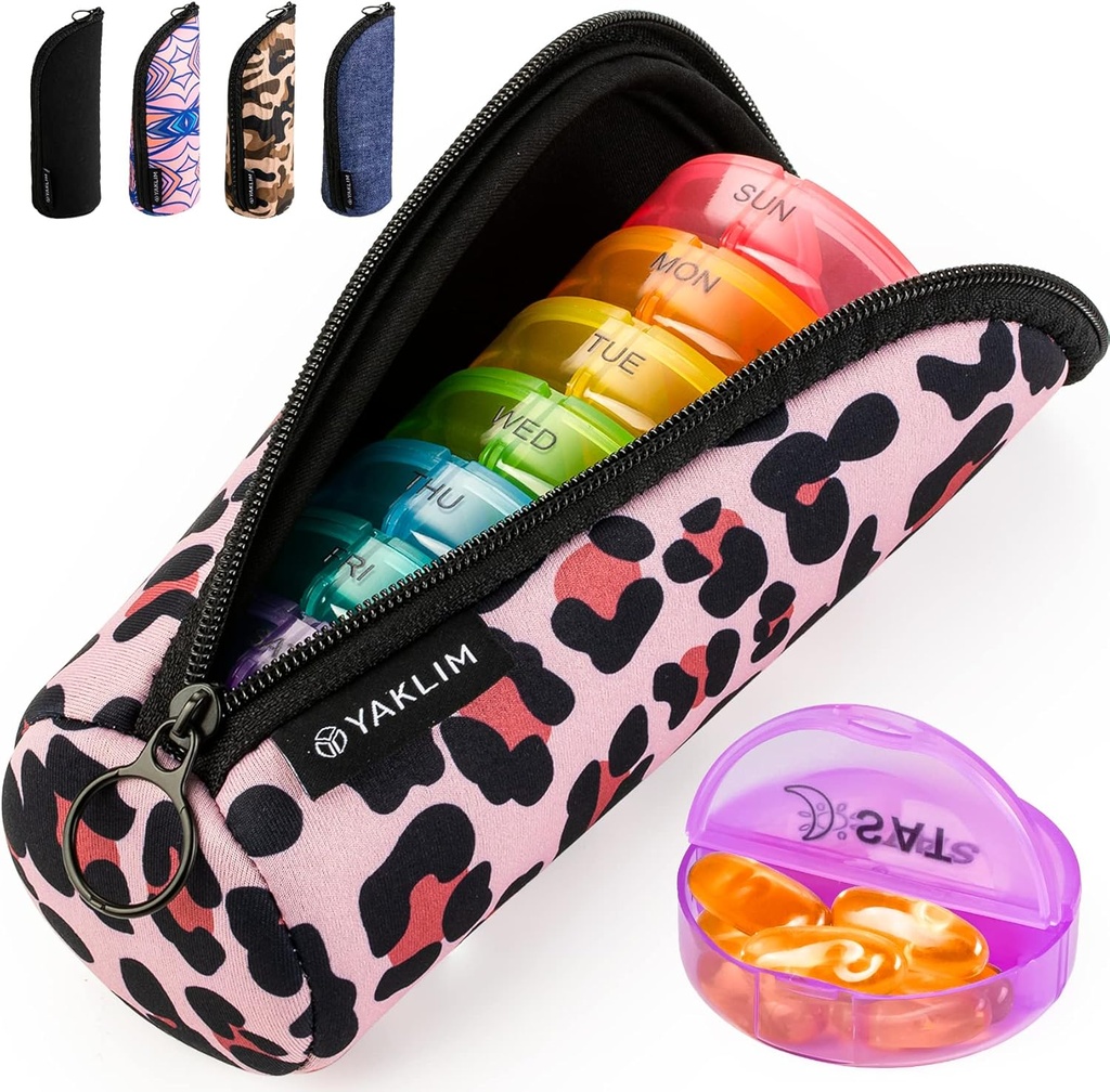Yaklim Pill Organizer 1 φορές την ημέρα, Ultralight Travel Pill Box, Εβδομαδιαία Pill Containers 7 Ημέρα με Φορητή βιταμίνη Fish Oils Συμπλήρωμα