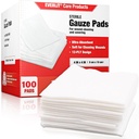 EVERLIT [Extra-Thick] 4''x4'' Sterile Gauze Pad 12-Ply, 100 Pack, Individual Wrapped, Ultra Absorbent Μεγάλο Μη-Woven Ιατρικό Gauze Σφουγγάρια για τη φροντίδα του τραύματος Home First Aid Kit
