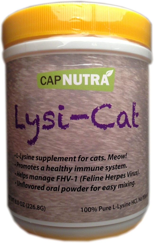 Lysi-Cat Συμπλήρωμα Λυσίνης για γάτες, 8 oz. Canister, 500 Υπηρεσίες, Υποστηρίζει ένα υγιές ανοσοποιητικό σύστημα, Δωρεάν Scoop Περιλαμβάνεται!