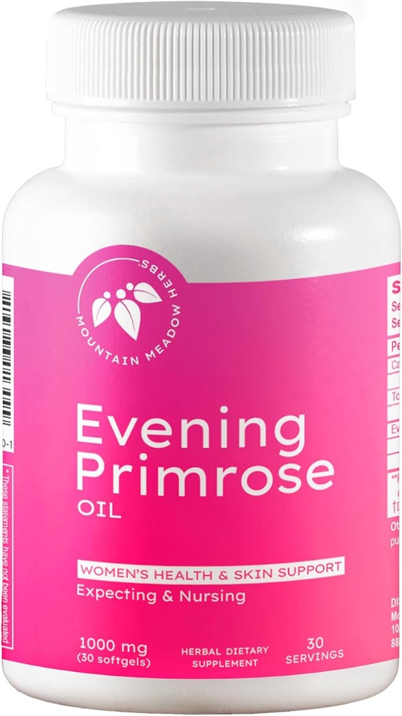 Ορεινά Βότανα Βότανα Βραδυά Primrose Oil 1.000mg – Ωμέγα-6 Λιπαρά Οξέα για την Υγεία των Γυναικών, Υποστηρίζει Καθαρό Δέρμα & Ορμονική Ισορροπία, Χωρίς Γλουτένη, Εύκολο στην Λήψη Softgels (30 Μέτρα)