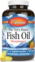 Carlson - The Very Finest Fish Oil, 700 mg Omega-3s, Νορβηγικό συμπλήρωμα ιχθυελαίου, Wild Captated Omega 3 Fish Oil, Sustainablely Soured Fish Oil Capsules, Omega 3 Supplement, Orange, 120 Softgels