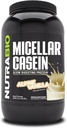 NutraBio πρωτεΐνη καζεΐνη σκόνη, Micellar Casien σκόνη, 25g αργή πέψη πρωτεΐνη, βοηθά να σας κρατήσει πλήρη, ανάνηψη μυών & ανάπτυξη, BCAA & EAA, χωρίς γλουτένη, χωρίς σόγια, 2lb Βανίλια