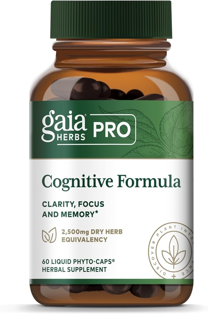GAIA HERBS PRO Γνωστική Φόρμουλα - Brain Health & Blood Flow Support Supplement* - Συμπλήρωμα Υποστήριξης Κυκλοφορίας* με Fo-TI Root, Ginkgo Leaf, & Goto Kola Leaf - 60 Liquid Phyto-Caps (30 Services)