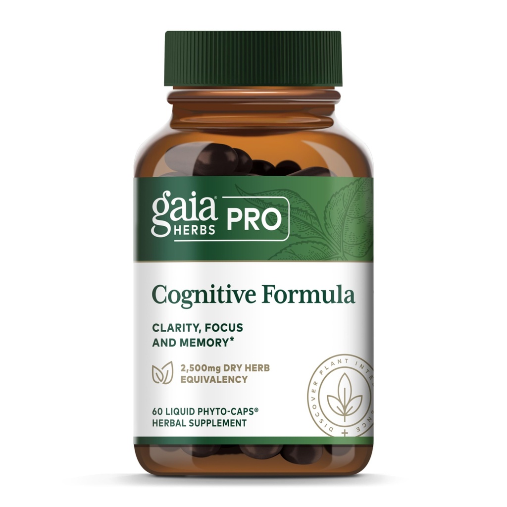 GAIA HERBS PRO Cognitive Formula - Brain Health & Blood Flow Support Supplement* - Circulation Support Supplement* with Fo-TI Root, Ginkgo Leaf, & Gotu Kola Leaf - 60 Liquid Phyto-Caps (30 Servings)
