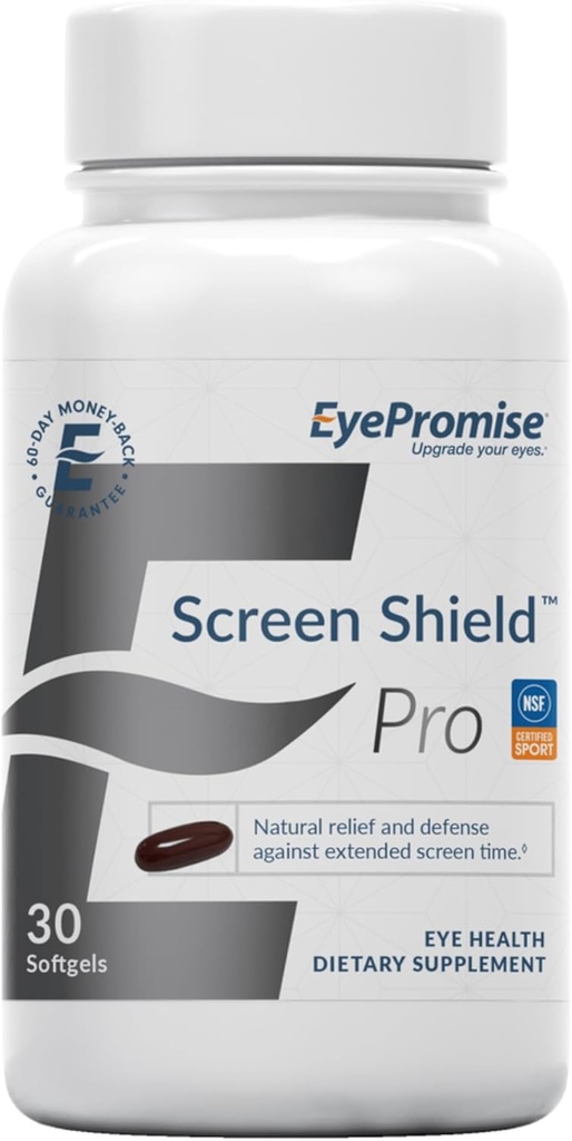 EyePromise Screen Shield Eye Vitamin - 30-Count, 30-Day Supply - Συμπλήρωμα ματιών με Omega 3s, Zeaxanthin, Lutein, Bilberry, Ψευδάργυρος & Βιταμίνες για Κουρασμένο, Εκπαιδευμένα Μάτια