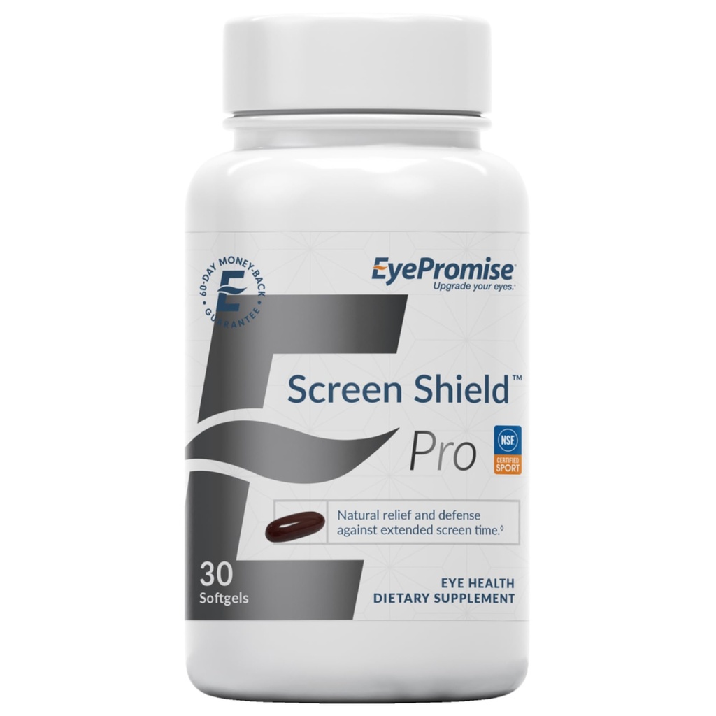 EyePromise Screen Shield Eye Vitamin - 30-Count, 30-Day Supply - Συμπλήρωμα ματιών με Omega 3s, Zeaxanthin, Lutein, Bilberry, Ψευδάργυρος & Βιταμίνες για Κουρασμένο, Εκπαιδευμένα Μάτια