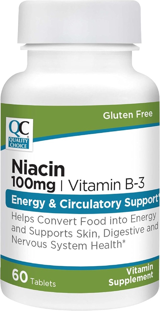 Ποιοτική επιλογή Νιασίνη (Vitamin B3) Ενέργεια & Ciculatory Υποστήριξη 100 mg συμπλήρωμα, 60 μπουκάλια κόμη