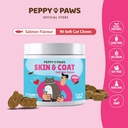 Skin & Coat Chews for Cats - 90 Soft Chews | Salmon Flavor | with Omega 3, Vitamins & Biotin Supplement | Supports Shiny Coat, Reduces Shedding & Itching | for Cat Dandruff & Allergy Relief