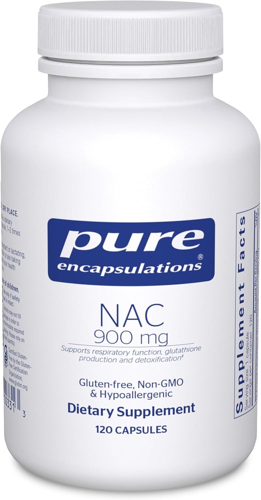 Pure Encapsulations NAC 900 mg - N- Acetyl Cysteine Amino Acid Supplement for Lung & Immune Support, Liver & Antioxidants * - 120 Κάψουλες