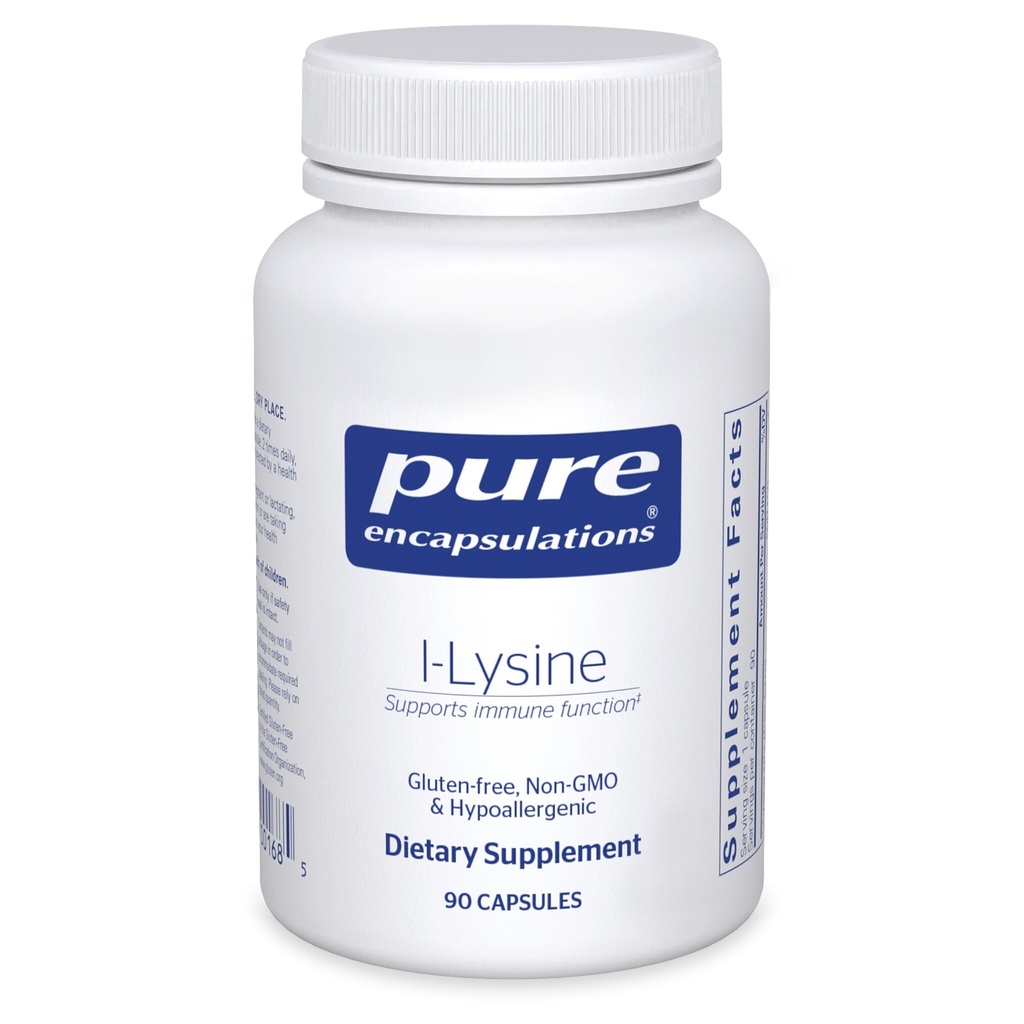 Pure Encapsulations L-Lysine - Essential Amino Acid Supplement for Immune Support & Gum, Lip Health* - με L-Lysine HCl - 90 Κάψουλες