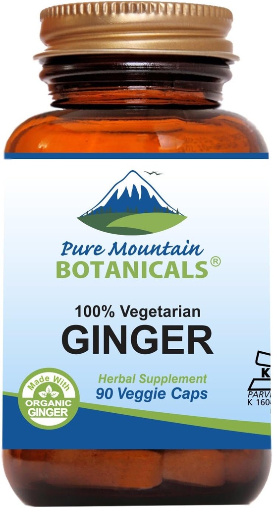 Αγνή βουνοβοτανικές κάψουλες Ginger - Kosher Vegan με 1000mg οργανικό συμπλήρωμα ρίζας Ginger