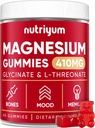 Γλυκινικό μαγνήσιο Glycinate Gummies για ενήλικες & παιδιά - 410mg Στοιχείο Μαγνήσιο L-Θρεονικό μασώμενα για οστά & υποστήριξη μνήμης, ηρεμία Mood - 2 μήνες προσφοράς Magnesium Gummies Complex συμπλήρωμα - 60 τμχ