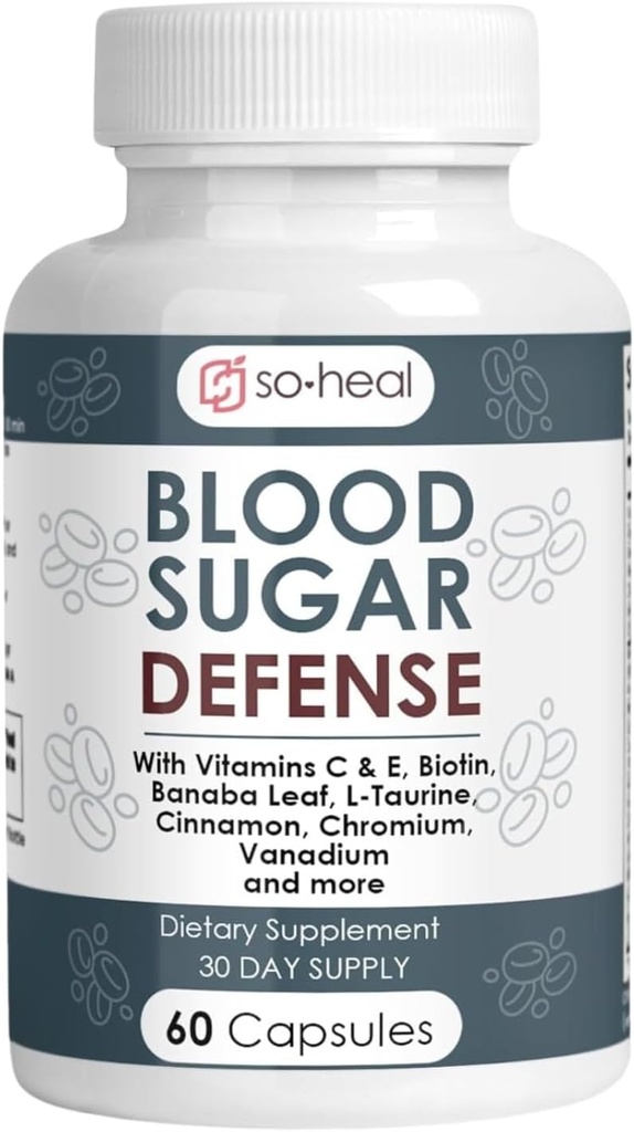 Sugar Shield Defense Supplement - Κανέλα, Χρώμιο, Βανάδιο, Τριπλή Προστασία για την Καρδιά, Μεταβολισμός, Ενέργεια - 60 Κάψουλες, Κατασκευασμένο στις ΗΠΑ