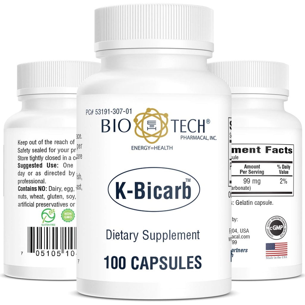Bio-Tech Φαρμακευτικό συμπλήρωμα διατροφής καλίου (K-Bicarb, 100 Count)