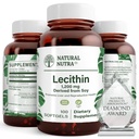 Natural Nutra Soy Lecithin 1200 mg Συμπλήρωμα διατροφής - λειτουργία εγκεφάλου, υγεία ήπατος, Hepls υγεία του μαστού, συμπλήρωμα ενίσχυσης μνήμης - χωρίς γλουτένη, BPA-free, 100 Softgels σε ανακυκλώσιμα γυάλινα μπουκάλια