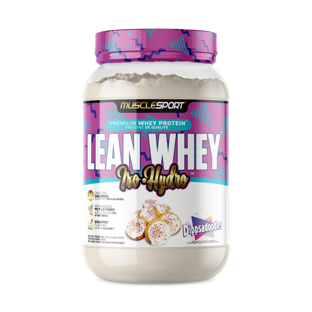 MuscleSport Lean Whey Revolution™ Protein Powder - Whey Protein Isolate - Low Calorie, Low Carb, Low Fat, Incredible Flavors - 25g protein per scoop (2lb, Dippsadoodles)