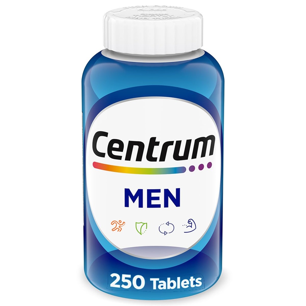 Centrum Multivitamin για άνδρες, Multivitamin / Multimineral συμπλήρωμα με βιταμίνη D3, Β Βιταμίνες και αντιοξειδωτικά, Χωρίς γλουτένη, μη ΓΤΟ Συστατικά - 250 Count