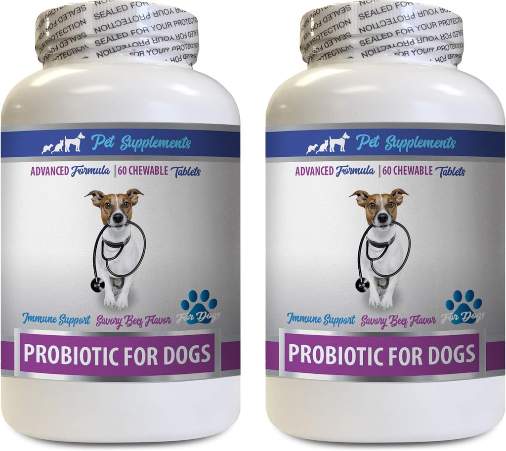 Anti Diarrhea χάπια για σκύλους - PROBIOTICS για σκύλους - Healthy Gut - Stop Gas Diarrhea και κακή αναπνοή - Digestive Boost - Probiotics σκύλου συσκευασίες - 2 μπουκάλια (120 θεραπείες)