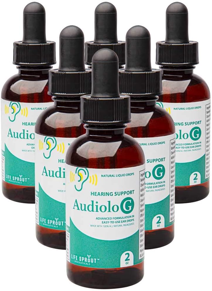 Audiolo-g Natural Ear Drops – New Reverse Hearing Loss Formula – Homeopathic Blend of Organic Extracts & Essential Oil for Seniors, Adults and Kids