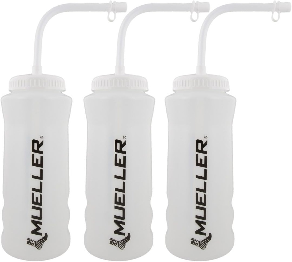 Mueller Quart Μπουκάλι w/ Straw, φυσικό χρώμα w/ μαύρα γράμματα (3-πακέτο)