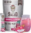 Salud 2-in-1 Energy Drink Powder + Focus, Dragon Fruit, Organic Caffeine, B6 + B12, Theanine, Καθαρή ενέργεια Ποτά Πακέτα, Pitaya Agua Fresca Mix, Μη-GMO, Χωρίς γλουτένη, Vegan, 1g της ζάχαρης, (15 υπηρεσίες)