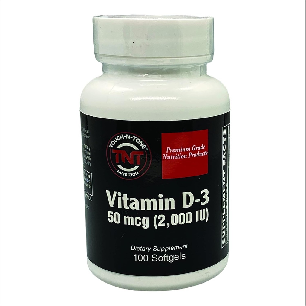 TOUGH-N-TONE Premium Βαθμός Βιταμίνη D-3, 2.000 IU (χοληκαλσιφερόλη), μια εξαιρετικά βιοδιαθέσιμη μορφή βιταμίνης D, σε ένα Easy to Swallow Soft Gel.