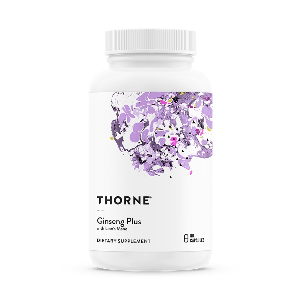 THORNE - Ginseng Plus - Υποστηρίζει Focus, Cognition, Memory & Resilience to Stress* - με Korean Red Ginseng, Lion's Mane & Greek Mountain Tea - Σόγια, Γλουτένη & Γαλακτοκομικά - 60 Κάψουλες