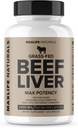 Grass Fed Beef Liver Supplement (Desiccated) 3200mg - 120 Μη ΓΤΟ Grass Fed Beef Liver Capsules for Women and Men with Vitamin A, B12 for Energy, Heme Iron Supplement by MaxLife Naturals, USA Made