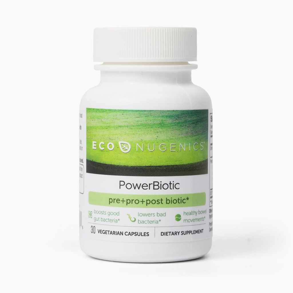 EcoNugenics PowerBiotic: Προβιοτικό, Προβιοτικό & Μεταβιοτικό για άνδρες και γυναίκες – 30 Κάψουλες (1 Καθημερινή) – Υποστηρίζει Digestive Υγεία, Καθαρισμός των Ούρων, Ανακουφισμός της Δυσκοιλιότητας, Ανοσοποιητική Λειτουργία