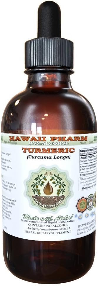 Εκχύλισμα Υγρού Χωρίς Turmeric Alcohol, Βιολογικό Κουρκουμάς (Curcuma Longa) Αποξηραμένο Rhizome Glycerite Natural Herbal Supplement, Hawaii Pharm, USA 2 fl.oz